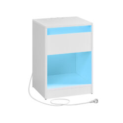 Naktinis staliukas su LED apšvietimu 35x40x55cm., baltos spalvos