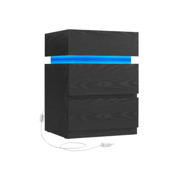 Naktinis staliukas su LED apšvietimu 35x40x55cm., juodos spalvos