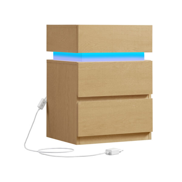 Naktinis staliukas su LED apšvietimu 35x40x55cm., šviesiai rudos spalvos