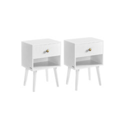 Rinkinys iš 2 šoninių staliukų 28x39x55cm., baltos/auksinės spalvos