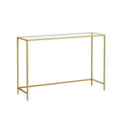 Skaidrus konsolinis stalas 35x120x80cm., auksinės spalvos