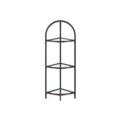 Skaidri kampinė lentyna 28x28x95,2cm., juodos spalvos