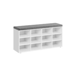 Batų suoliukas su 12 atvirais skyriais 30,3x104x48cm., baltos/pilkos spalvos