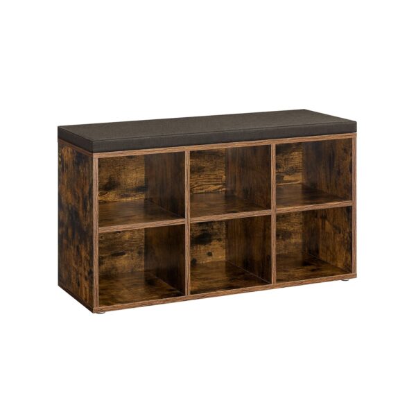 Batų suoliukas su lentynomis 30x87x48cm., rudos spalvos