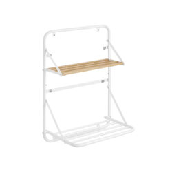 Sieninė skalbinių džiovyklė su lentynomis 26x42x56cm., baltos/šviesiai rudos spalvos