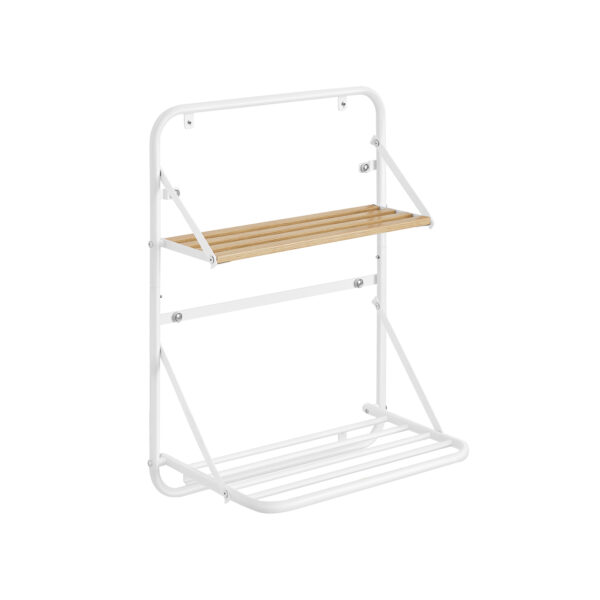 Sieninė skalbinių džiovyklė su lentynomis 26x42x56cm., baltos/šviesiai rudos spalvos