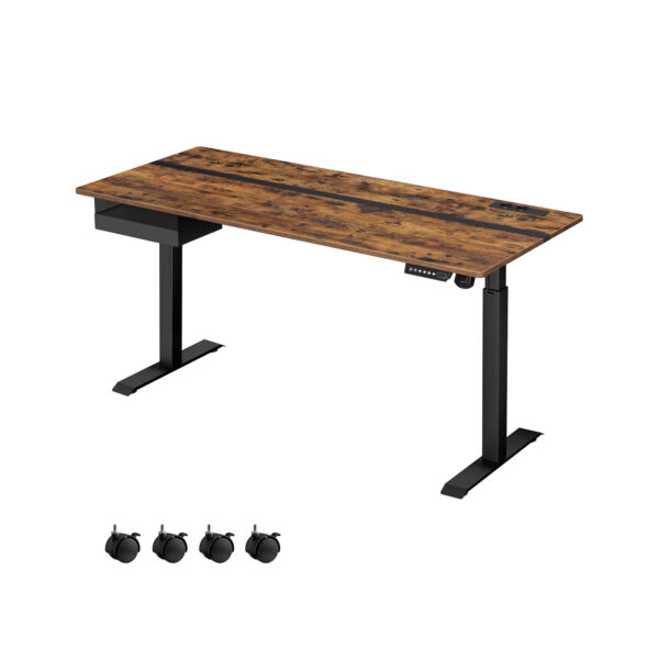 LSD116X01-1.jpg Elektrinis reguliuojamo aukščio rašomasis stalas 70x160x120cm., rudos/juodos spalvos