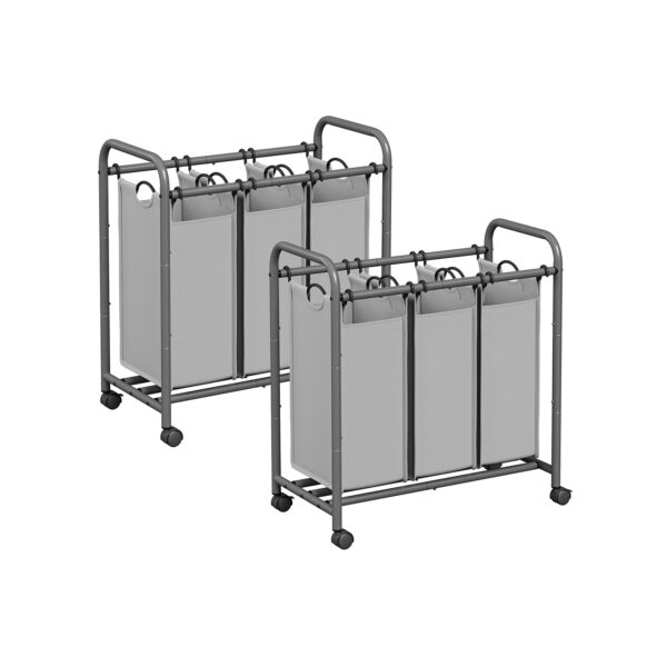 Rinkinys iš 2 skalbinių krepšelių su ratukais 132L., pilkos spalvos