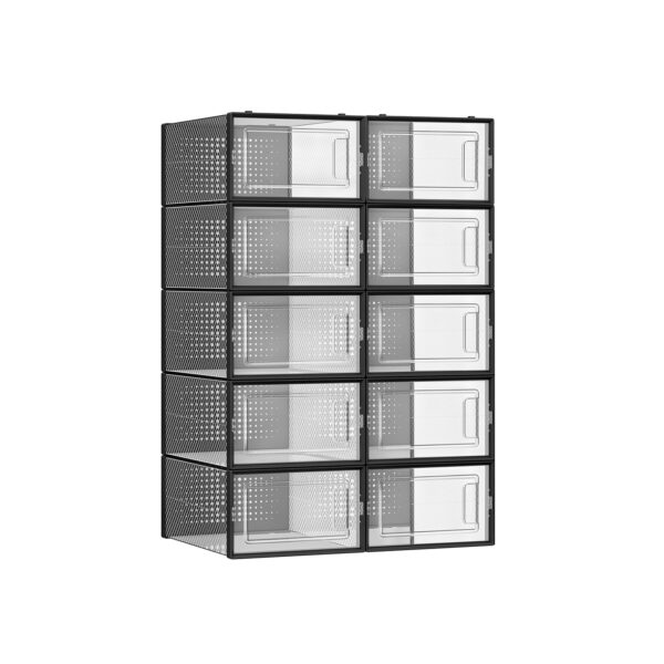 LSP006B12-1.jpg Batų dėžės 12 vienetų 33,5x23,2x14,3cm., juodos spalvos