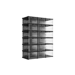 Rinkinys iš 3 skaidrių batų spintelių 35,5x76,5x105cm., juodos spalvos