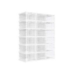 Rinkinys iš 3 skaidrių batų spintelių 35,5x76,5x105cm., baltos spalvos