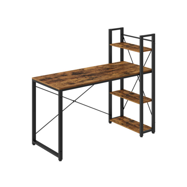 Rašomasis stalas su lentynomis 56x137,2x120cm., rudos/juodos spalvos