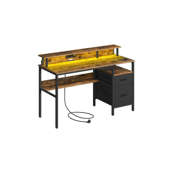 Rašomasis stalas su stalčiais ir įkrovimo stotele 135x55x90cm., juodos spalvos