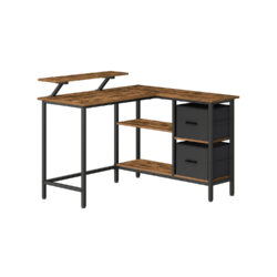 Rašomasis stalas su stalčiais 105x115x89,5cm., juodos/rudos spalvos