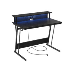 Rašomasis stalas su LED apšvietimu 60x100x91cm., juodos spalvos