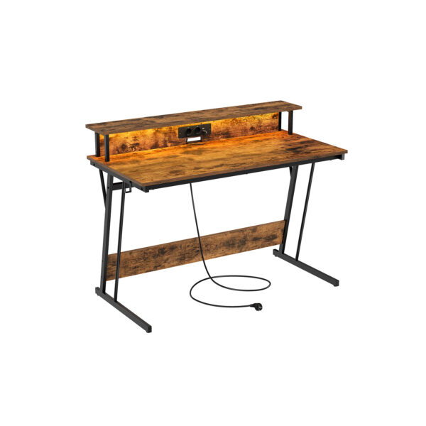 Rašomasis stalas su įkrovimo stotele 60x120x91cm., rudos/juodos spalvos