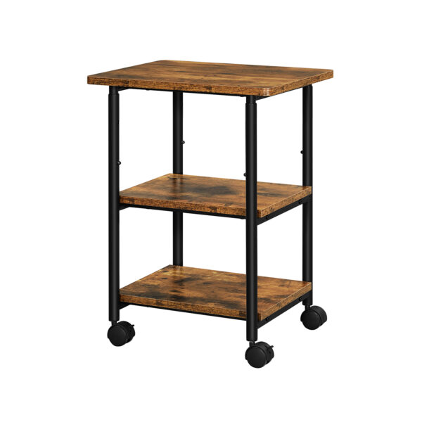 Šoninis staliukas su lentynomis ant ratukų 48,5x40,4x76cm., rudos/juodos spalvos