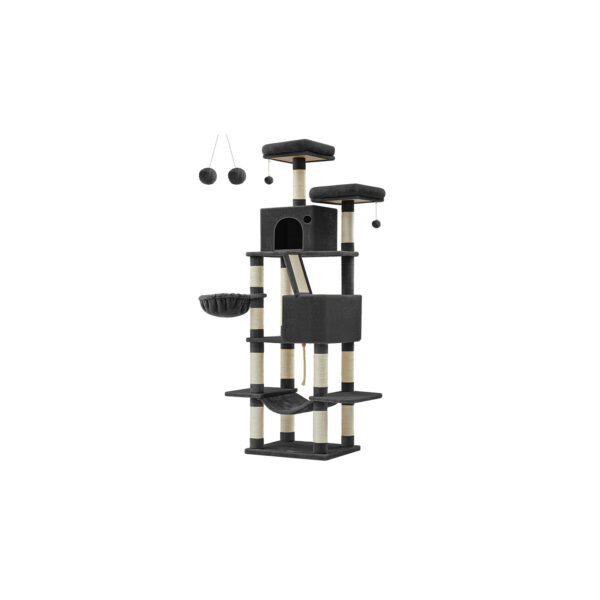 PCT190B01-1.jpg Kačių draskyklė 111x58,5x206cm., juodos/smėlio spalvos