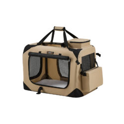 Šunų transportavimo krepšys 60x42x42cm., kreminės/juodos spalvos