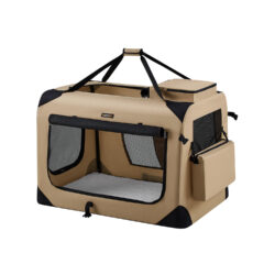 Šunų transportavimo krepšys 91x63x63cm., šviesiai rudos/juodos spalvos