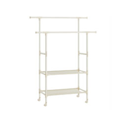 Drabužių kabykla ant ratukų 40,5x91x158cm., baltos spalvos