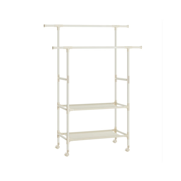 Drabužių kabykla ant ratukų 40,5x91x158cm., baltos spalvos