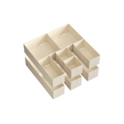 Rinkinys iš 12 drabužių laikymo dėžių, smėlio spalvos