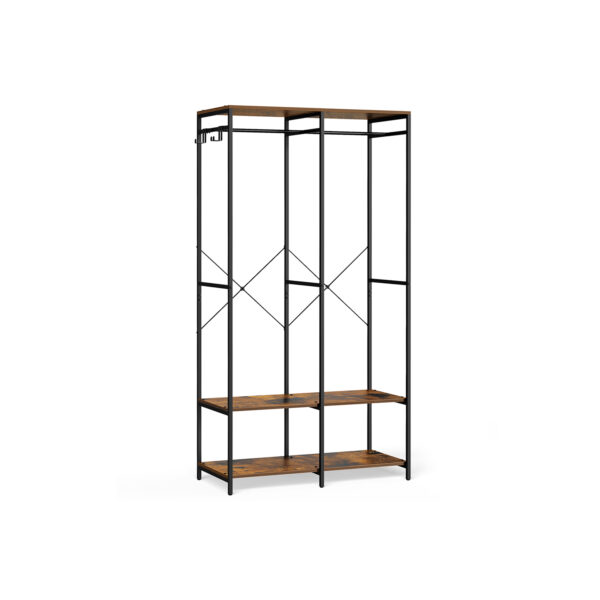 Atvira drabužių spinta 40x94,5x180cm., juodos/rudos spalvos