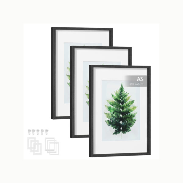 Rinkinys iš 3 nuotraukų rėmelių 2,8x43,4x31,1cm., juodos spalvos