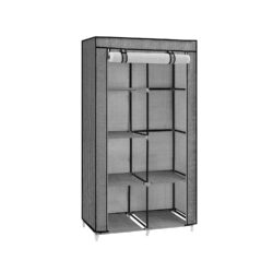 Medžiaginė drabužių spinta 88x45x168cm., pilkos/juodos spalvos