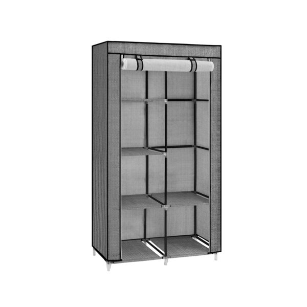 Medžiaginė drabužių spinta 88x45x168cm., pilkos/juodos spalvos