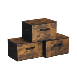 Rinkinys iš 3 dėžių 40x30x25cm., rudos/juodos spalvos