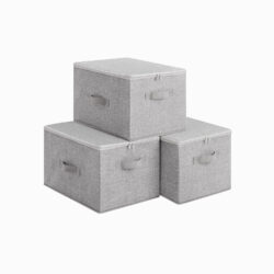 Rinkinys iš 3 drabužių laikymo dėžių 40x30x25cm., pilkos spalvos