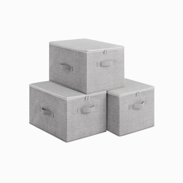 Rinkinys iš 3 drabužių laikymo dėžių 40x30x25cm., pilkos spalvos