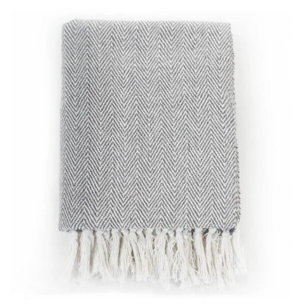 Pledas, medvilnė, V formos raštas, 220x250cm, pilka spalva