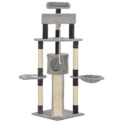 Draskyklė katėms su stovais iš sizalio, pilkos spalvos, 145cm