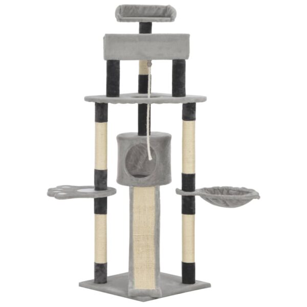 Draskyklė katėms su stovais iš sizalio, pilkos spalvos, 145cm