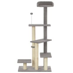 Draskyklė katėms su stovu iš sizalio, pilkos spalvos, 125 cm
