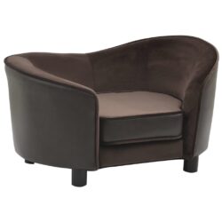 Lova šunims, ruda, 69x49x40cm, pliušas ir dirbtinė oda