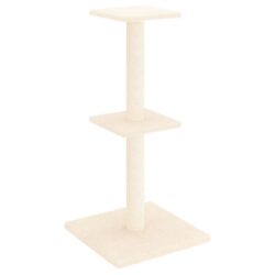 Draskyklė katėms su stovais iš sizalio, kreminės spalvos, 73cm