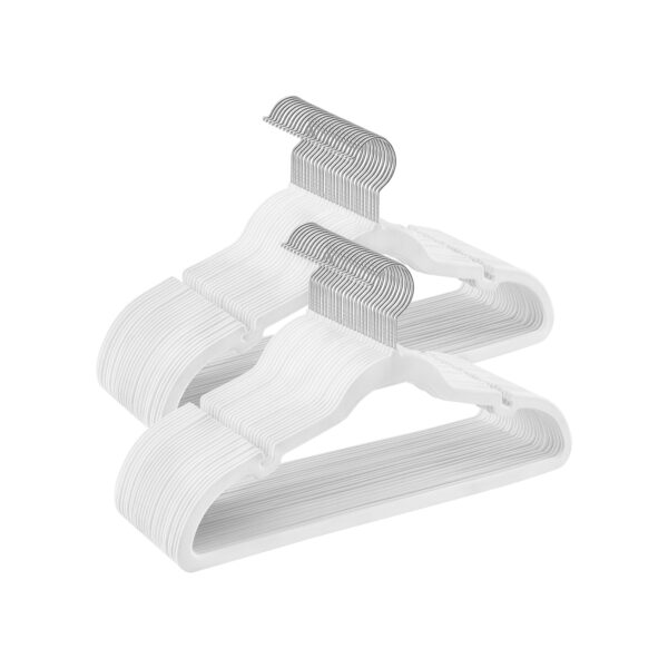 Rinkinys iš 50 drabužių pakabų, baltos spalvos