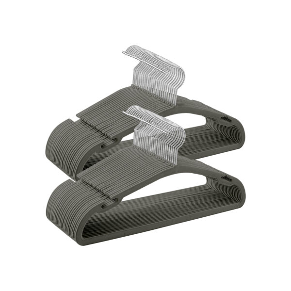 Rinkinys iš 50 drabužių pakabų, pilkos spalvos