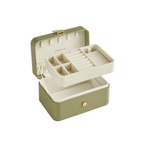 Laikrodžių dėžutė 11x16x8cm., žalios/smėlio spalvos