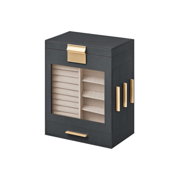 Papuošalų dėžutė 12,9x20x24,7cm., tamsiai pilkos/smėlio spalvos