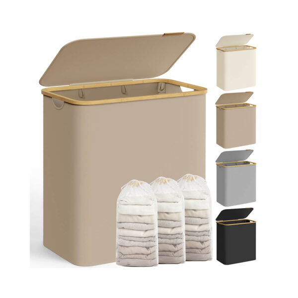 Skalbinių krepšys 38,5x60x70,5cm., kreminės spalvos