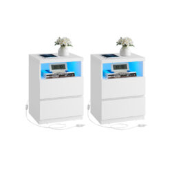 Šoninių staliukų komplektas 35x40x55cm., baltos spalvos