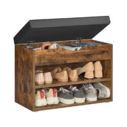 Prieškambario suoliukas 30x60x44cm., juodos/rudos spalvos