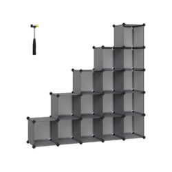 Rinkinys iš 15 batų dėžių 30x30x30cm., pilkos spalvos 