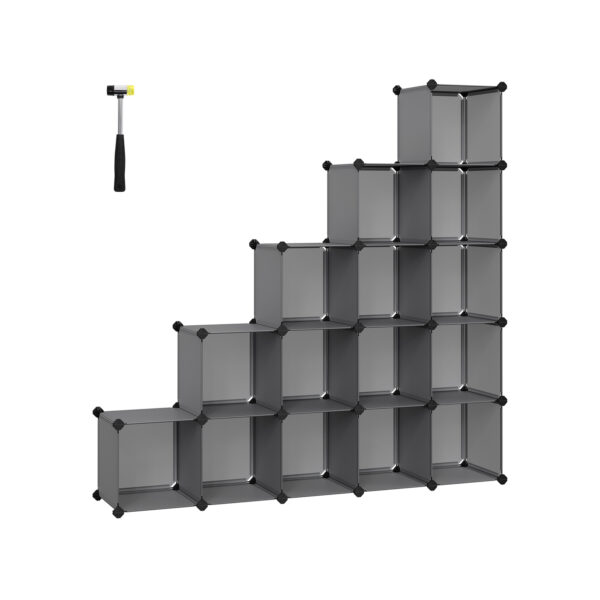 Rinkinys iš 15 batų dėžių 30x30x30cm., pilkos spalvos 