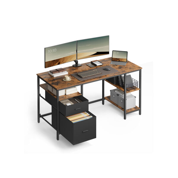 Rašomasis stalas 140x60x76cm., juodos/rudos spalvos